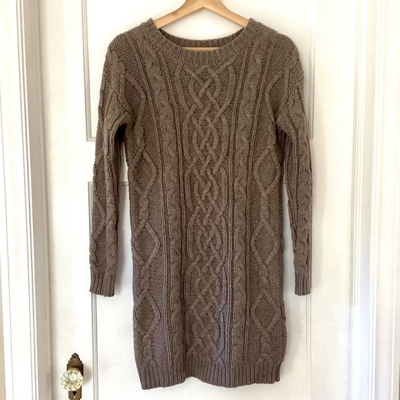 Moda International Women’s XS Wool Blend Cable Knit Pullover Sweater Dress Y2K - Picture 3 of 13